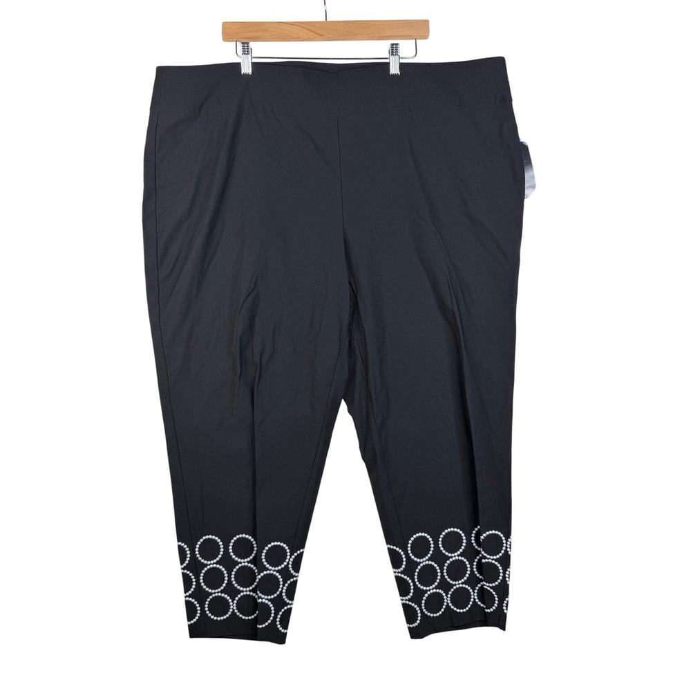 New Attyre Audrey Slim Leg Circle Print Ankle Detail Pants size‎ 26W Black/White